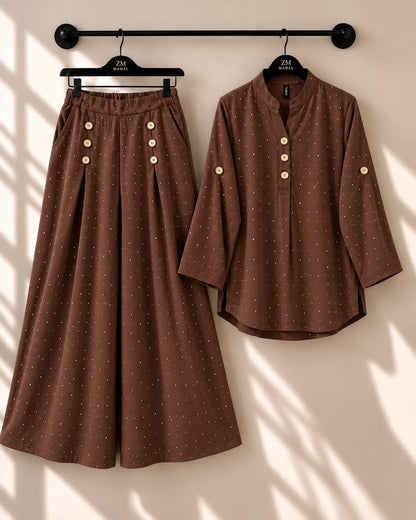 Turkish Glitter Button Co-Ord Set ZM-043