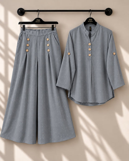 Turkish Glitter Button Co-Ord Set ZM-043