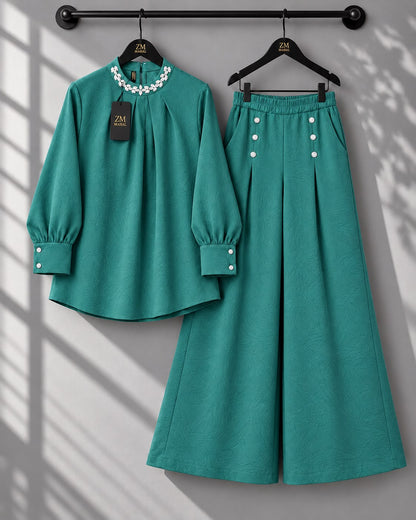 Zehra Luxe Floral Neckline Co-Ord Set ZM-039