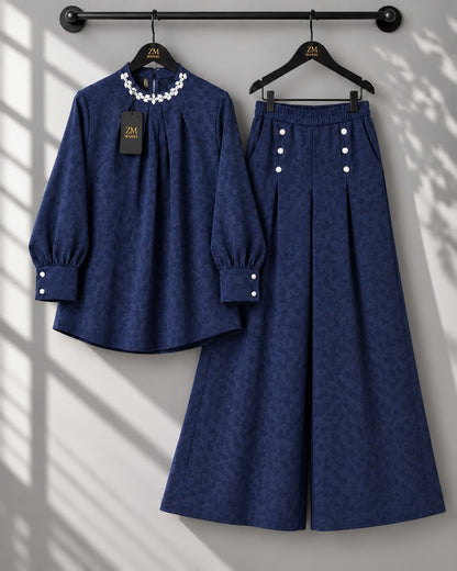 Zehra Luxe Floral Neckline Co-Ord Set ZM-039