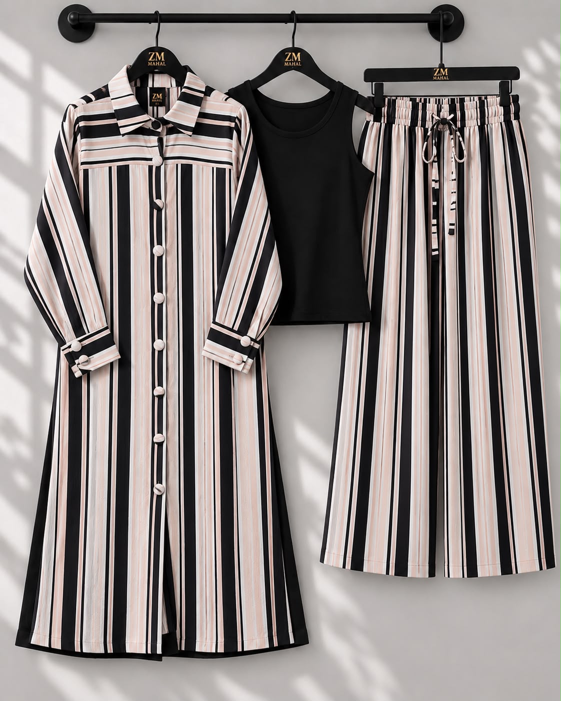 Striped Long Shirt 3-Piece Set – ZM-046
