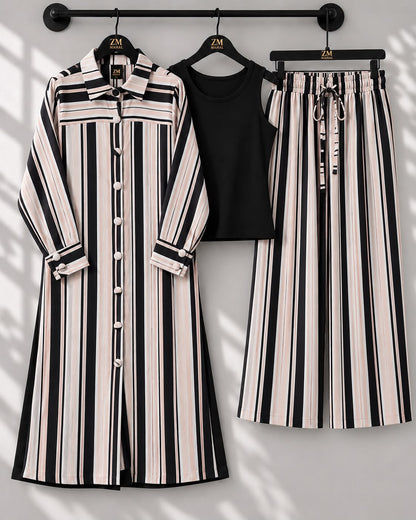 Striped Long Shirt 3-Piece Set – ZM-046