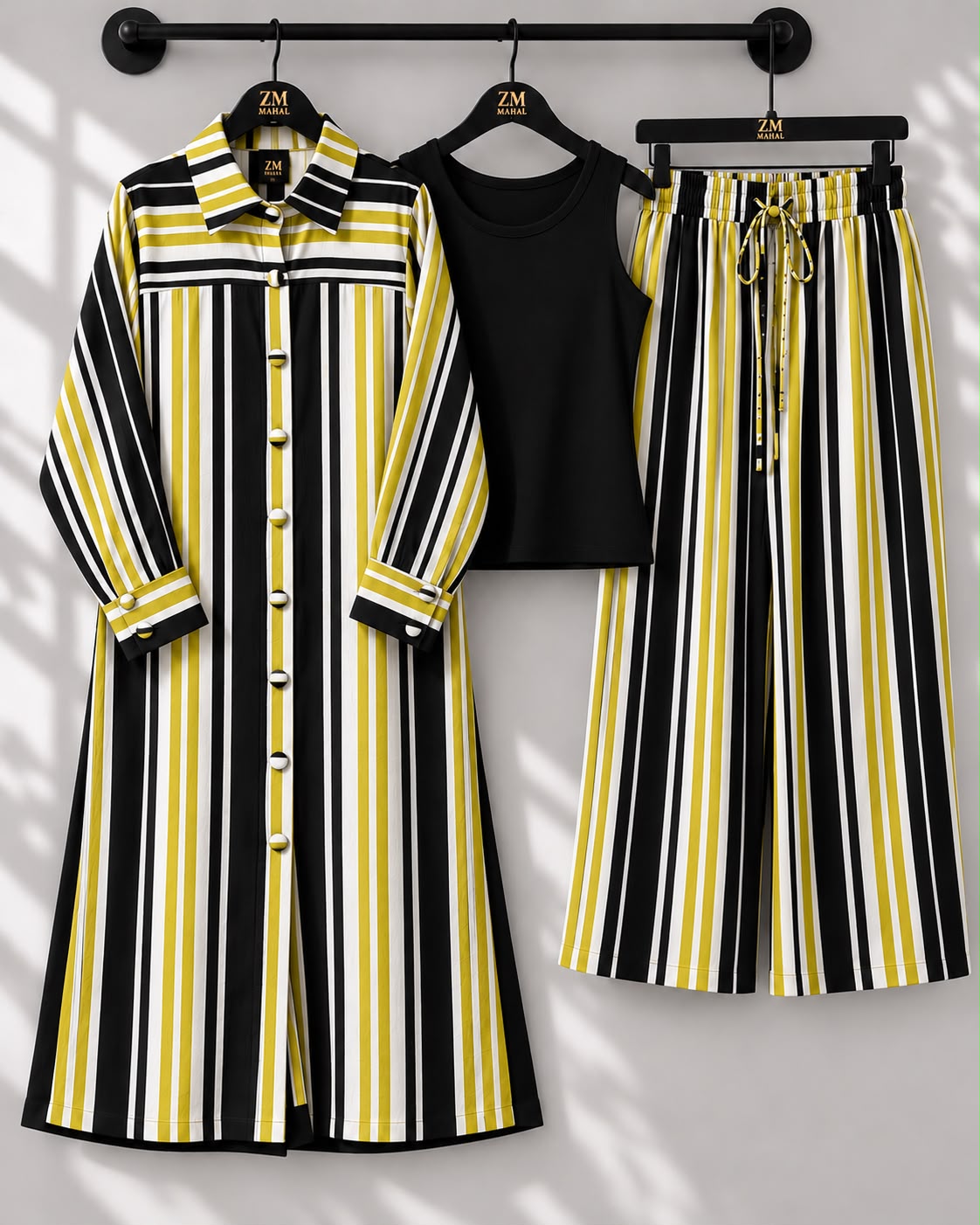 Striped Long Shirt 3-Piece Set – ZM-046