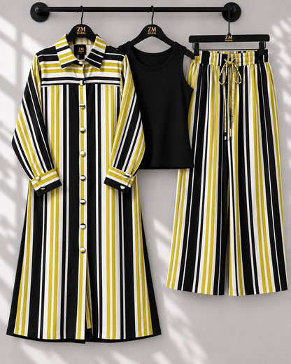 Striped Long Shirt 3-Piece Set – ZM-046