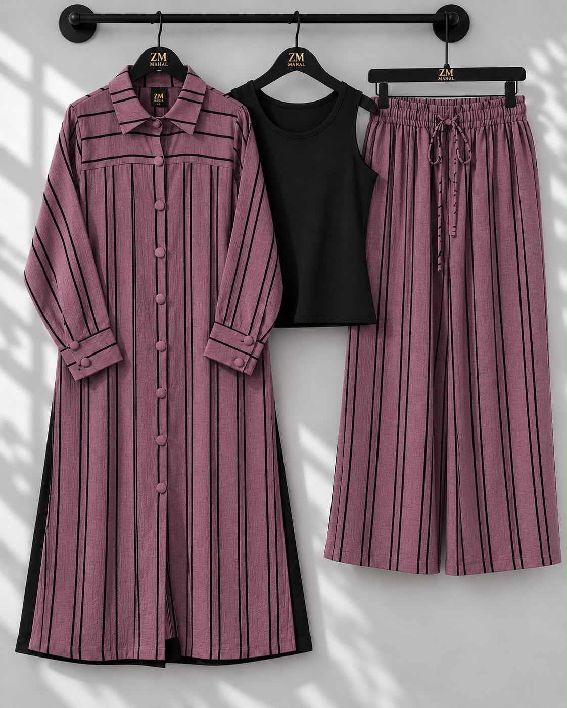 Striped Long Shirt 3-Piece Set – ZM-046