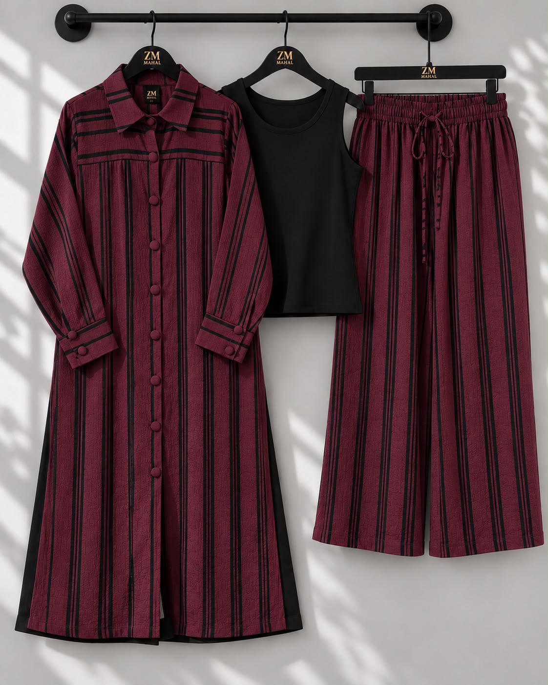 Striped Long Shirt 3-Piece Set – ZM-046