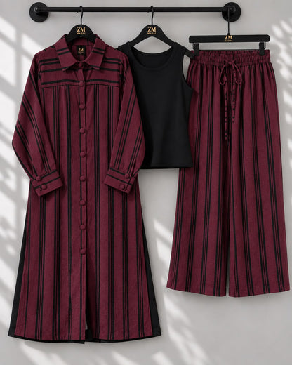 Striped Long Shirt 3-Piece Set – ZM-046