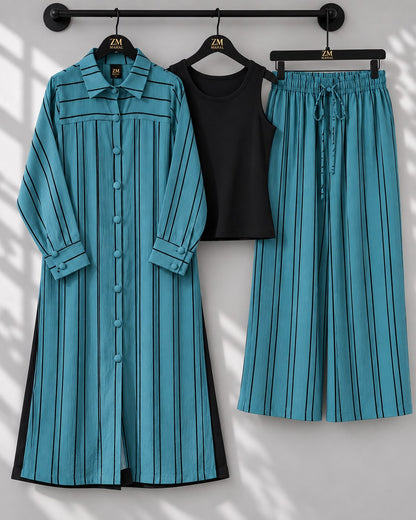 Striped Long Shirt 3-Piece Set – ZM-046