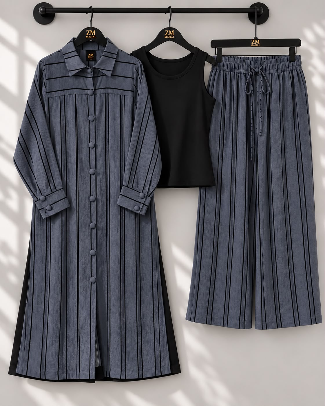 Striped Long Shirt 3-Piece Set – ZM-046