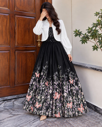 Mireya Turkish Smocked Maxi & Cropped Jacket Set | ZM-004