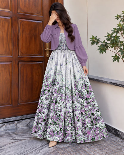 Mireya Turkish Smocked Maxi & Cropped Jacket Set | ZM-004