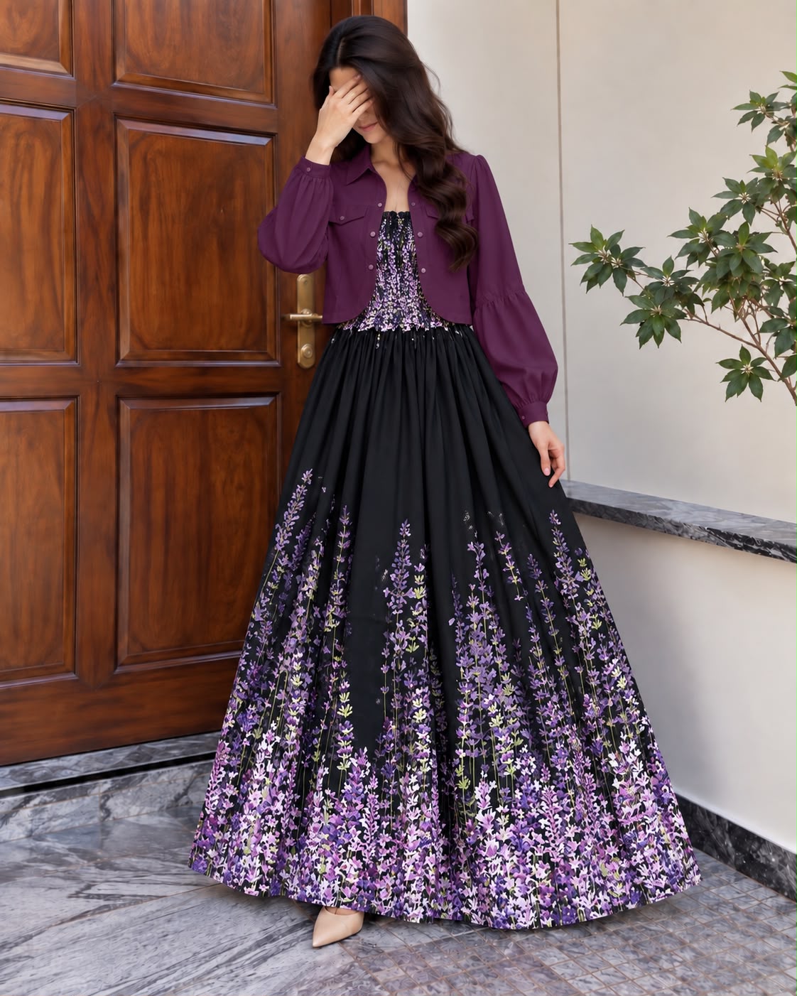 Mireya Turkish Smocked Maxi & Cropped Jacket Set | ZM-004