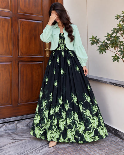 Mireya Turkish Smocked Maxi & Cropped Jacket Set | ZM-004