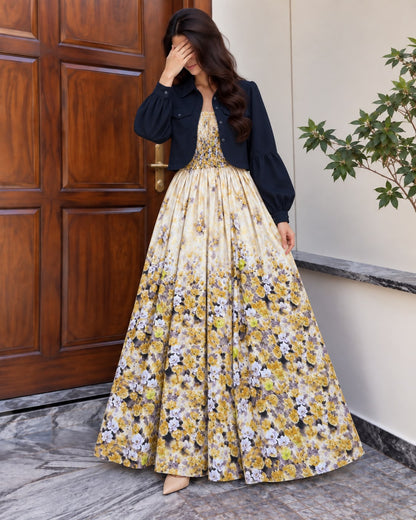 Mireya Turkish Smocked Maxi & Cropped Jacket Set | ZM-004