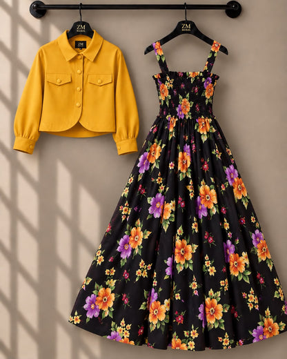 Mireya Turkish Smocked Maxi & Cropped Jacket Set | ZM-004