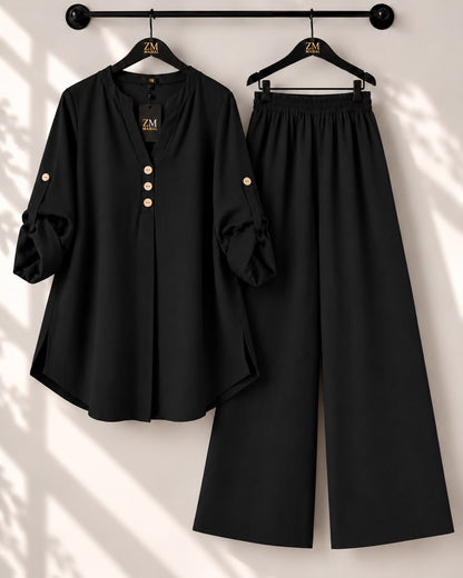 Solid Elara Co-Ord Set - Plum, M | KaprayOfficial