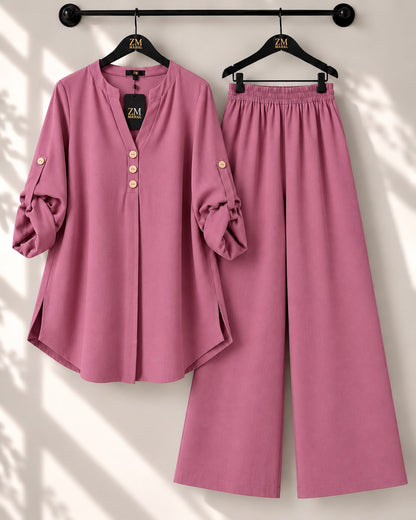 Solid Elara Co-Ord Set - Camel, L | KaprayOfficial