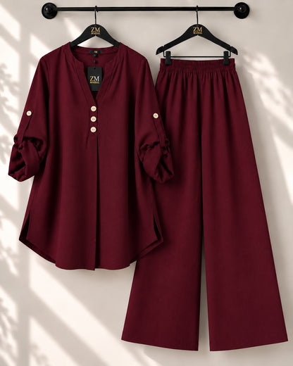 Solid Elara Co-Ord Set - Dul-Green, M | KaprayOfficial
