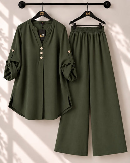 Solid Elara Co-Ord Set - Dul-Green, L | KaprayOfficial