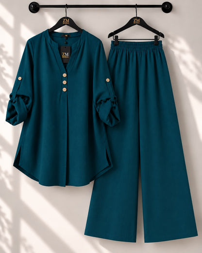 Solid Elara Co-Ord Set - Black, S | KaprayOfficial
