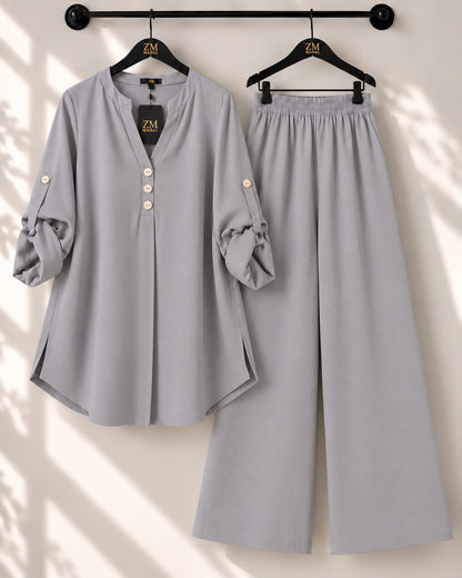 Solid Elara Co-Ord Set - Black, M | KaprayOfficial