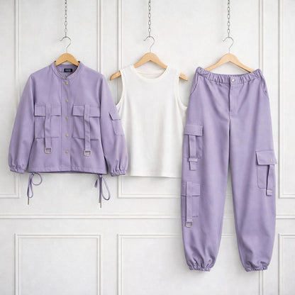 Women’s Cargo Jacket & Wide-Leg Pants Co-ord Set K-1