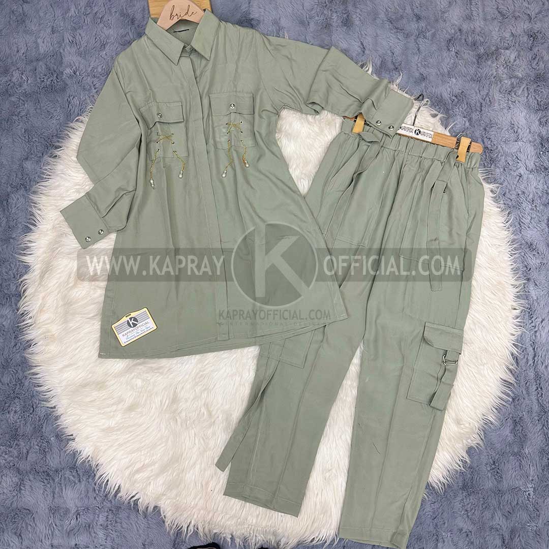 Cargo Trouser Co-ord Set with Chain & Pocket | KO-15