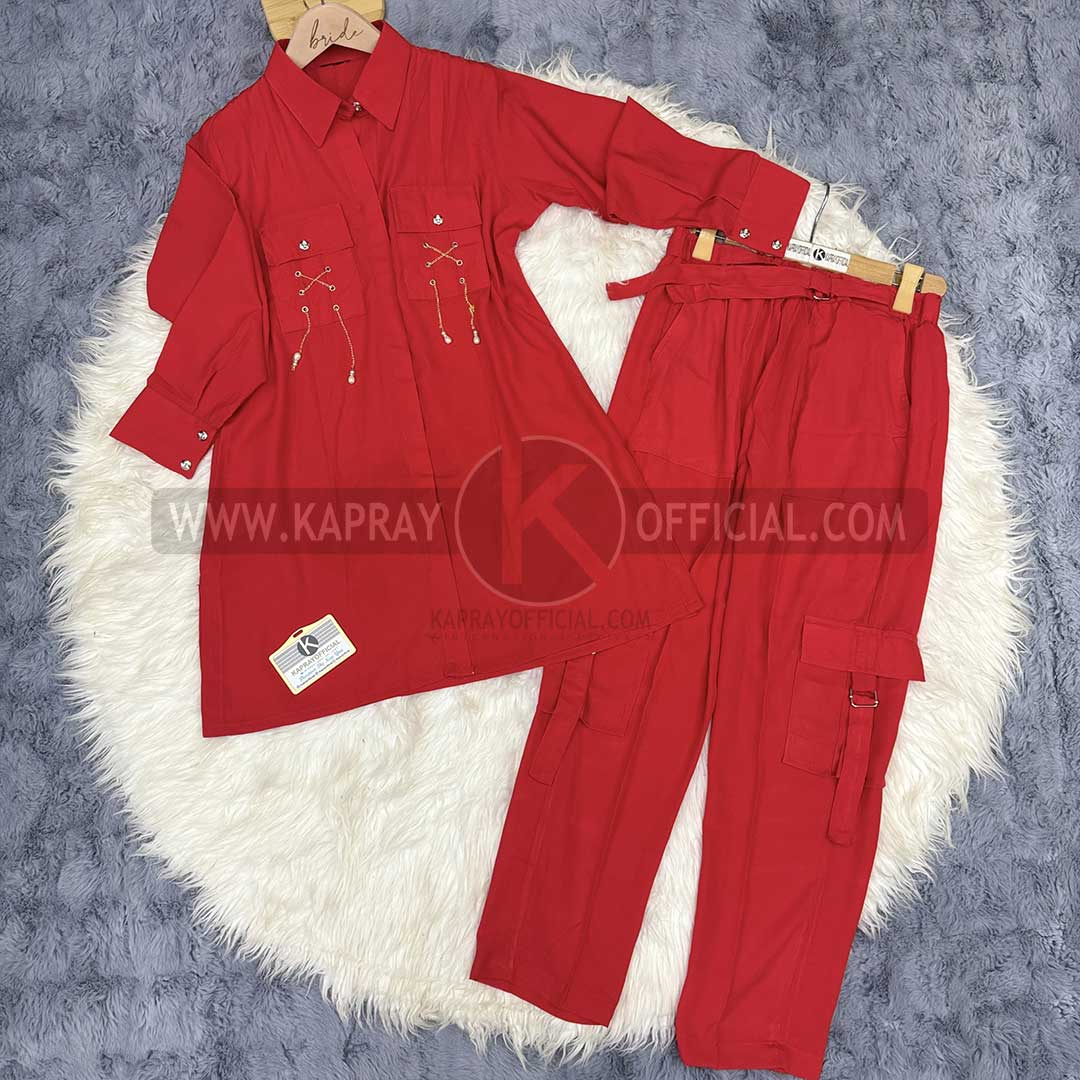 Cargo Trouser Co-ord Set with Chain & Pocket | KO-15