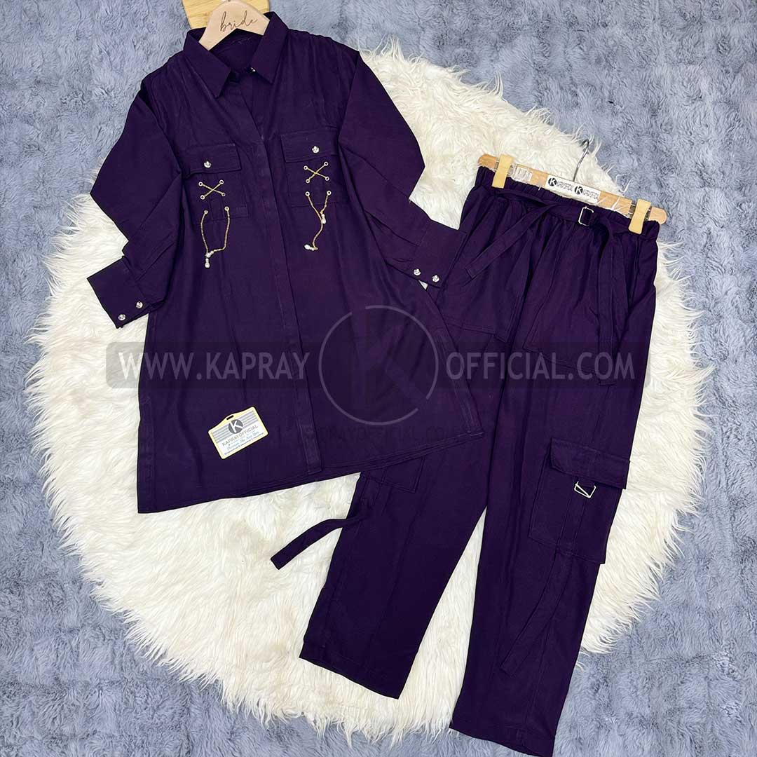 Cargo Trouser Co-ord Set with Chain & Pocket | KO-15