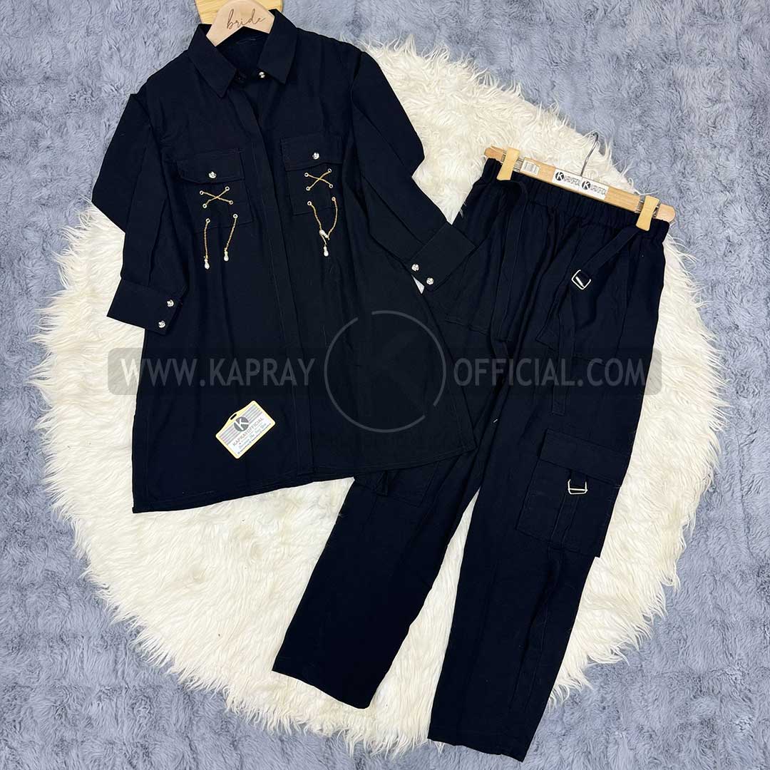 Cargo Trouser Co-ord Set with Chain & Pocket | KO-15