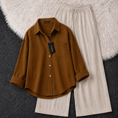 Oversized Shirt & Wide-Leg Co-Ord Set