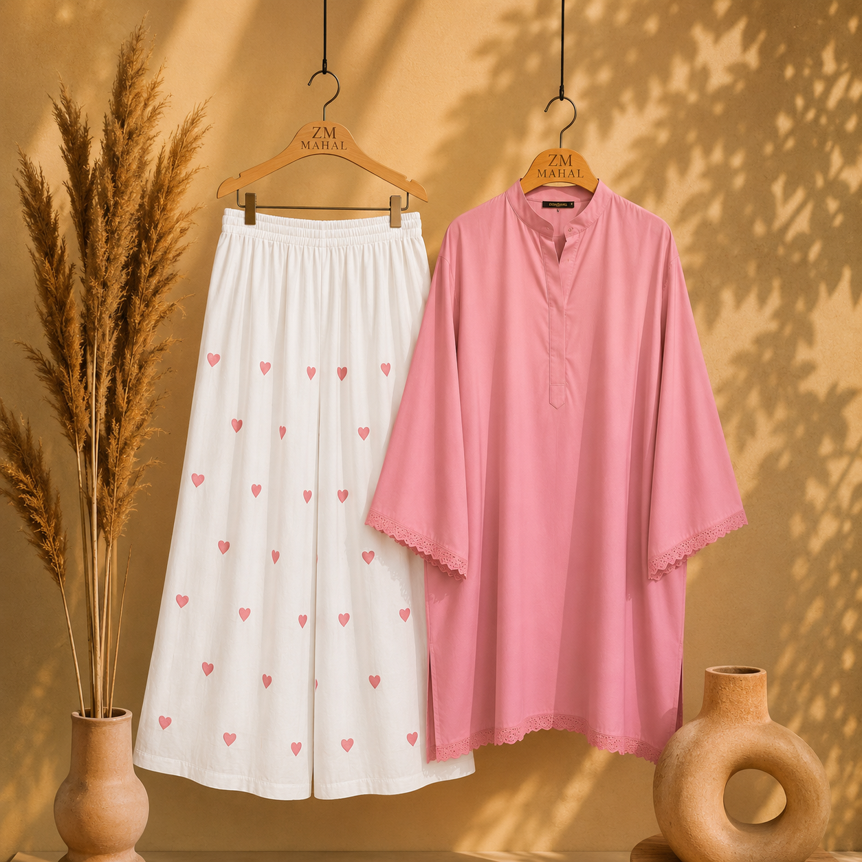 Elegant Heart Embroidery Co-Ord Set for Women