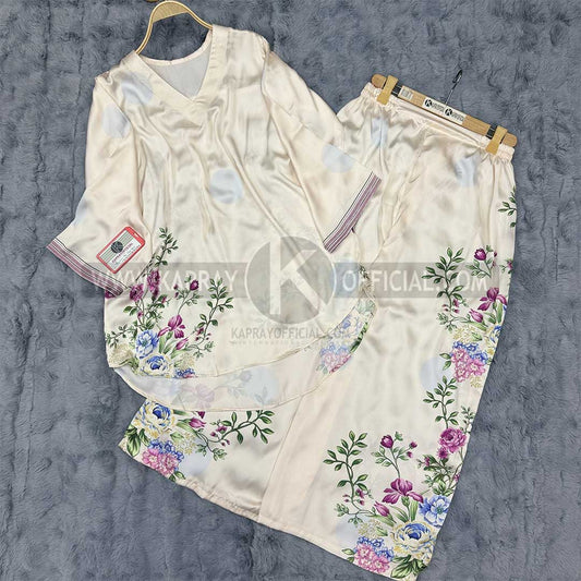 Imported Korean Silk Floral Outfit | KO-7