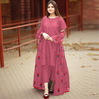 Rose Embroidered Gown/Coat 3 Piece Suit