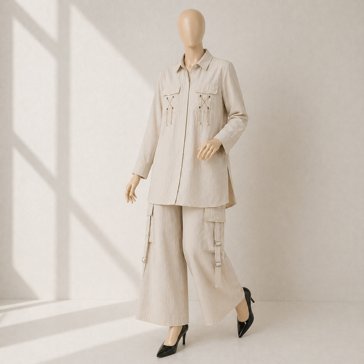 Luxury Textured Co-Ord Set – Premium Shirt & Cargo Trouser