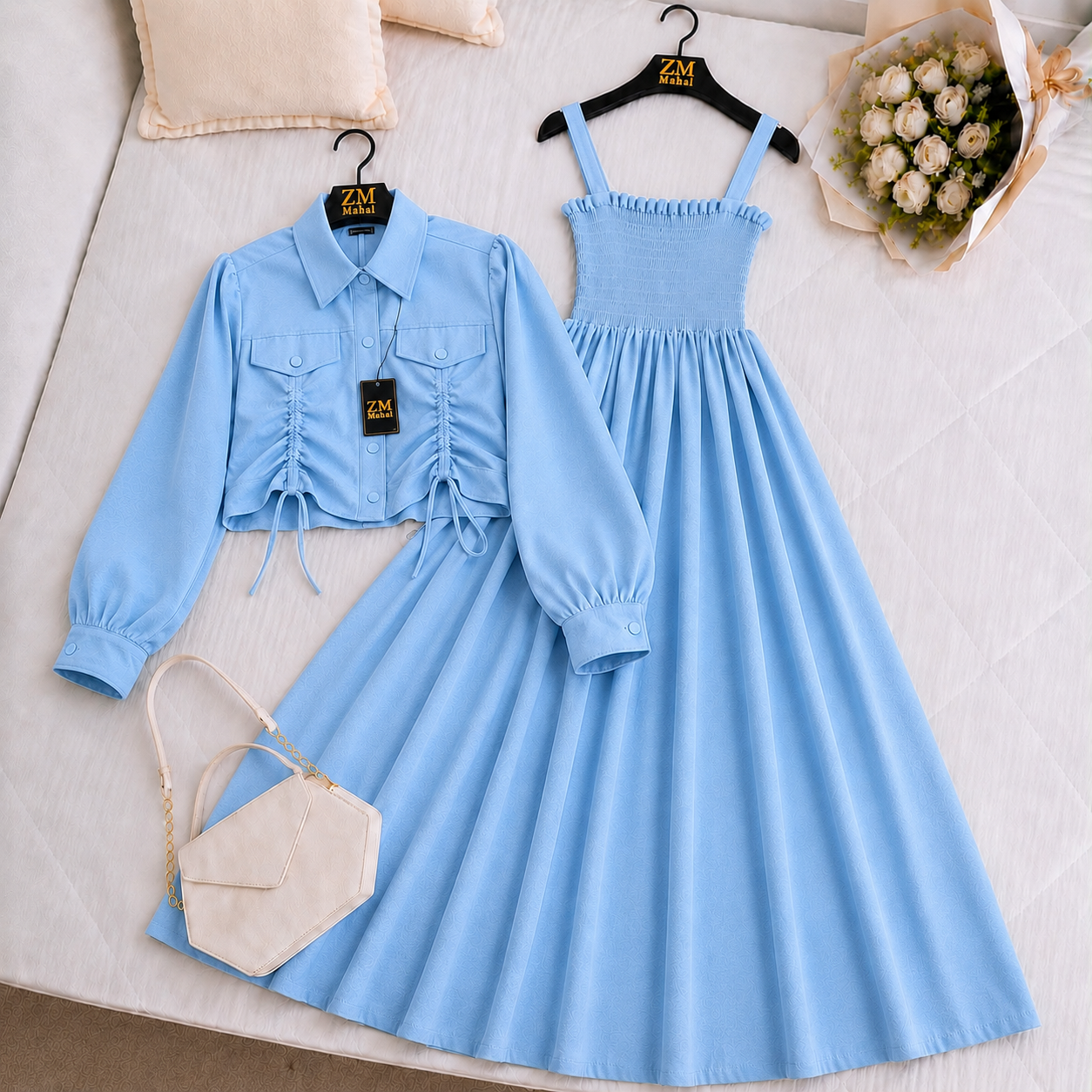 Turkish Ruched Jacket Maxi Set